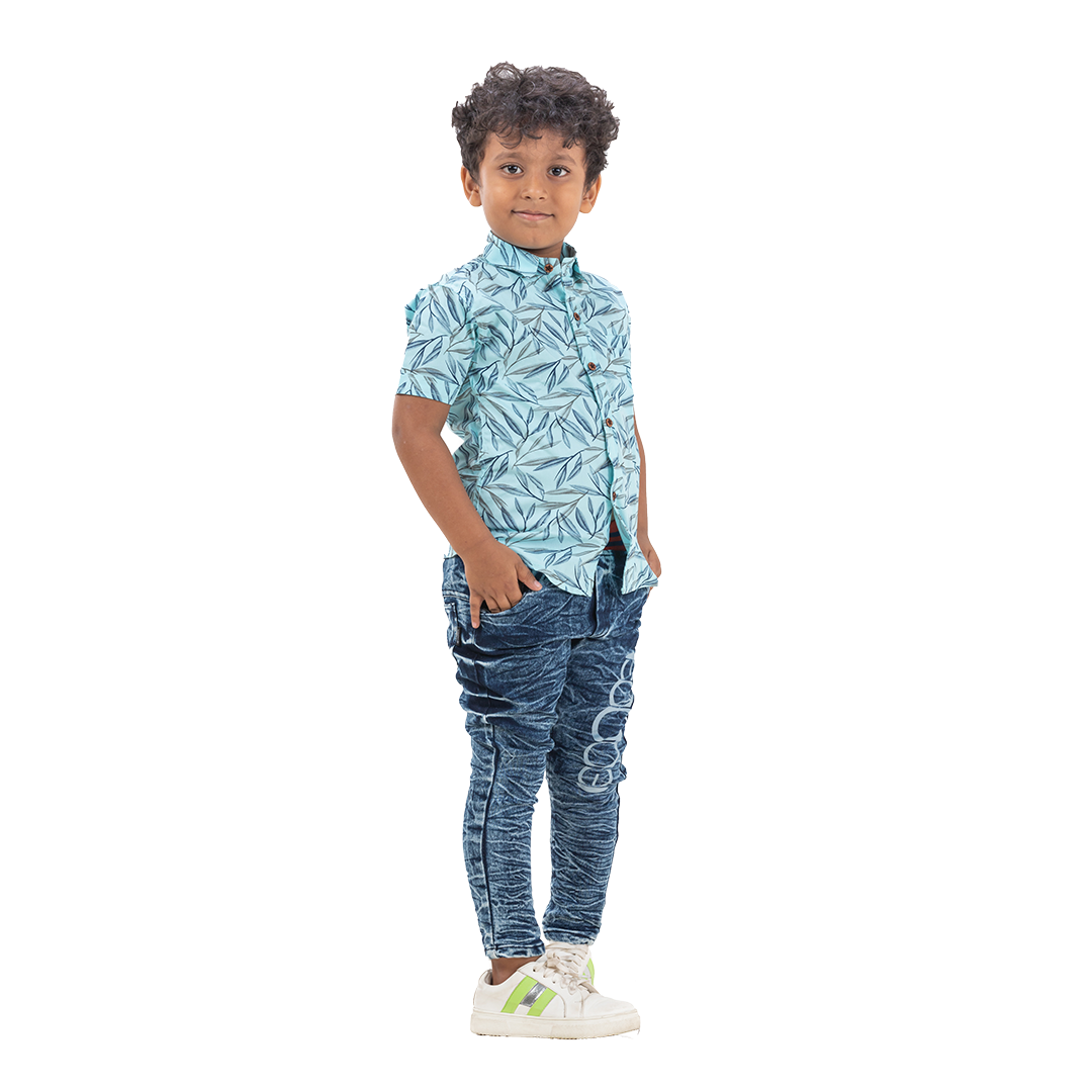 Kids Half Sleeve Shirt Lafar Cotton_Light Blue_4
